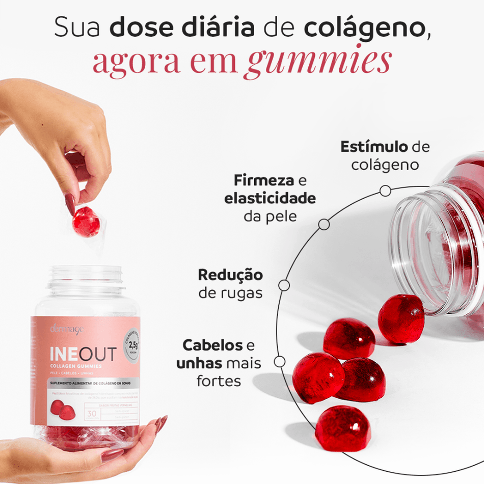 Ineout Collagen Gummies com Verisol - Suplemento para Pele e Unhas