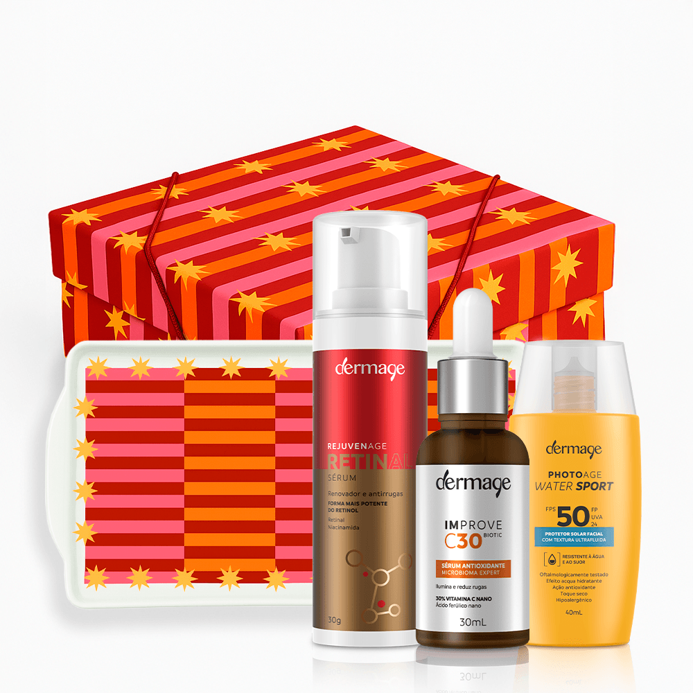 Kit Renovação Natal Dermage Sérum Retinal Vitamina C Proteção Solar