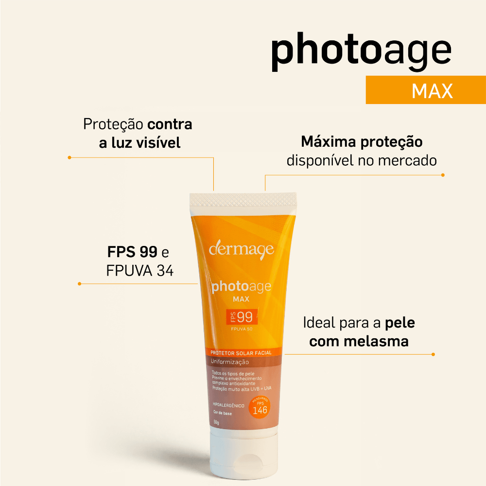 Protetor Solar Facial Dermage Photoage Max FPS 99 50ml