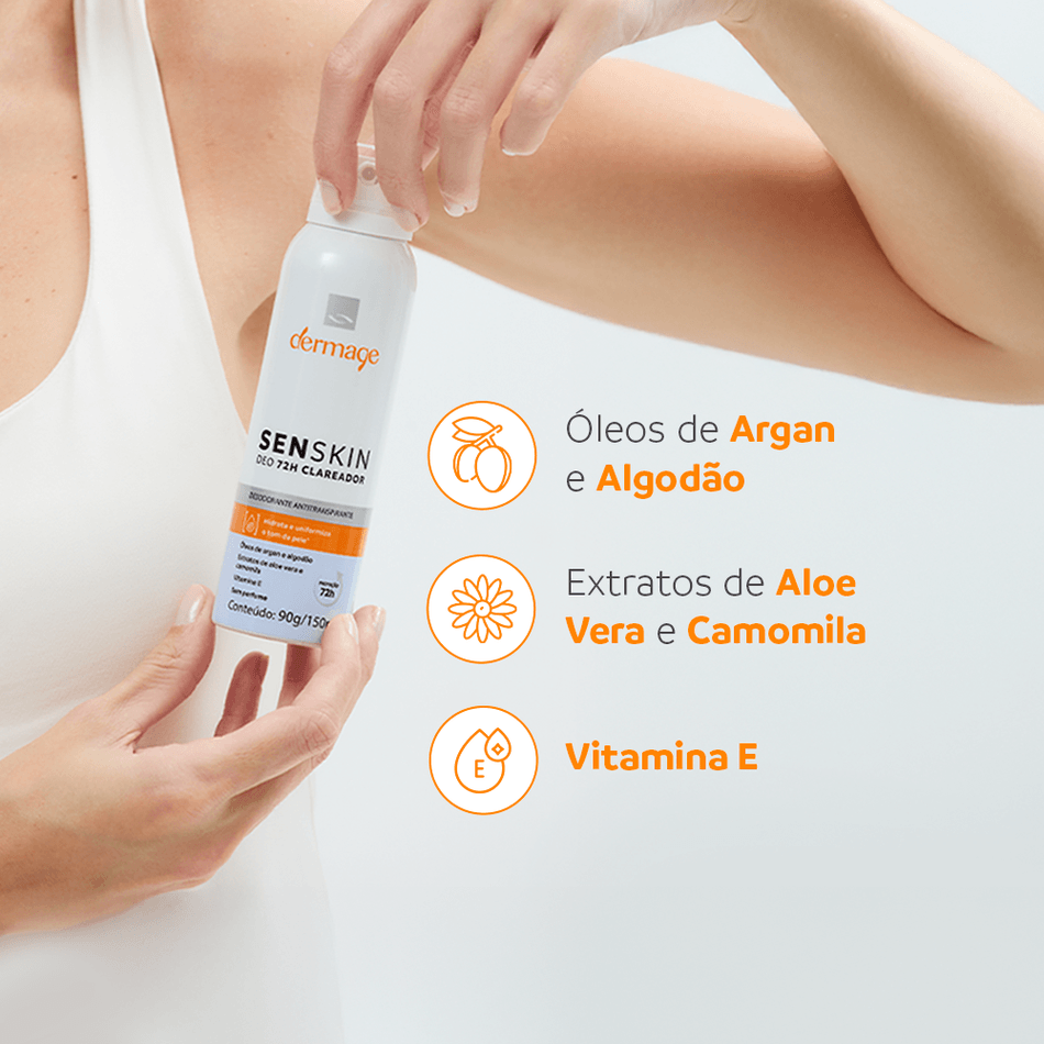Desodorante Antitranspirante Senskin Deo Clareador 72h Dermage 150ml