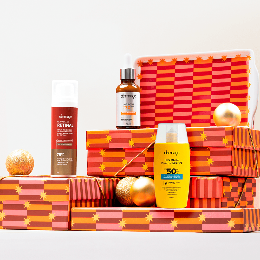 Kit Renovação Natal Dermage Sérum Retinal Vitamina C Proteção Solar
