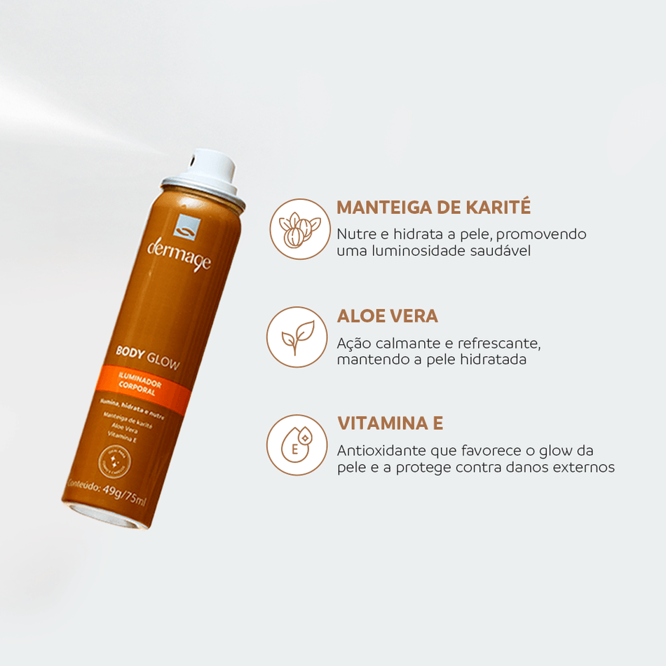 Body Glow Iluminador Corporal Dermage Hidratante para Pele Radiante