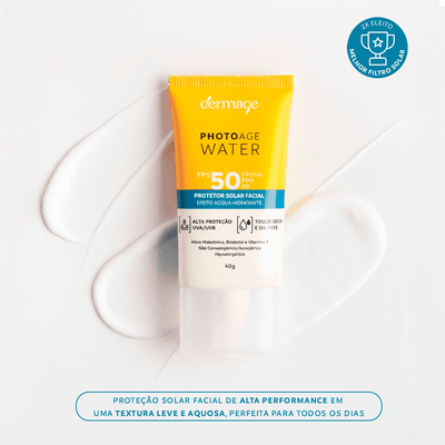 Protetor Solar Facial Dermage Photoage Water FPS 50 Sem Cor