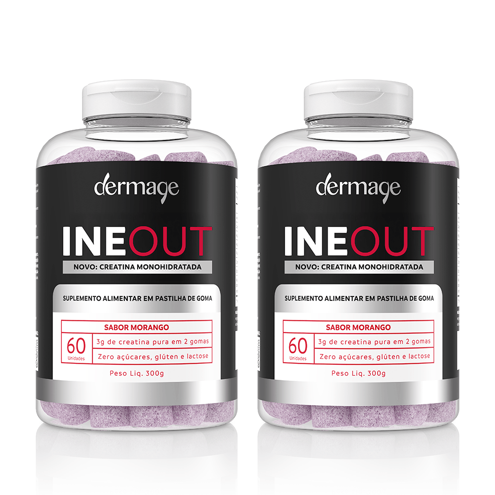 Kit Ineout Creatina Monohidratada Dermage Gomas Sabor Morango Performance Máxima