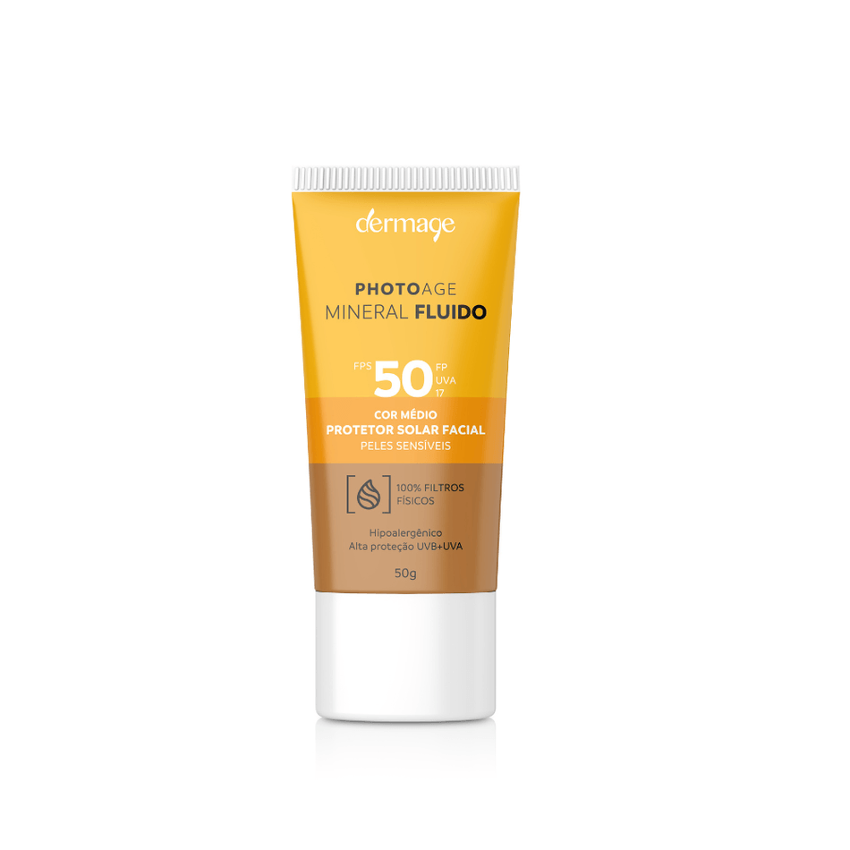 Protetor Solar Mineral Fluido FPS 50 Dermage Proteção e Cor