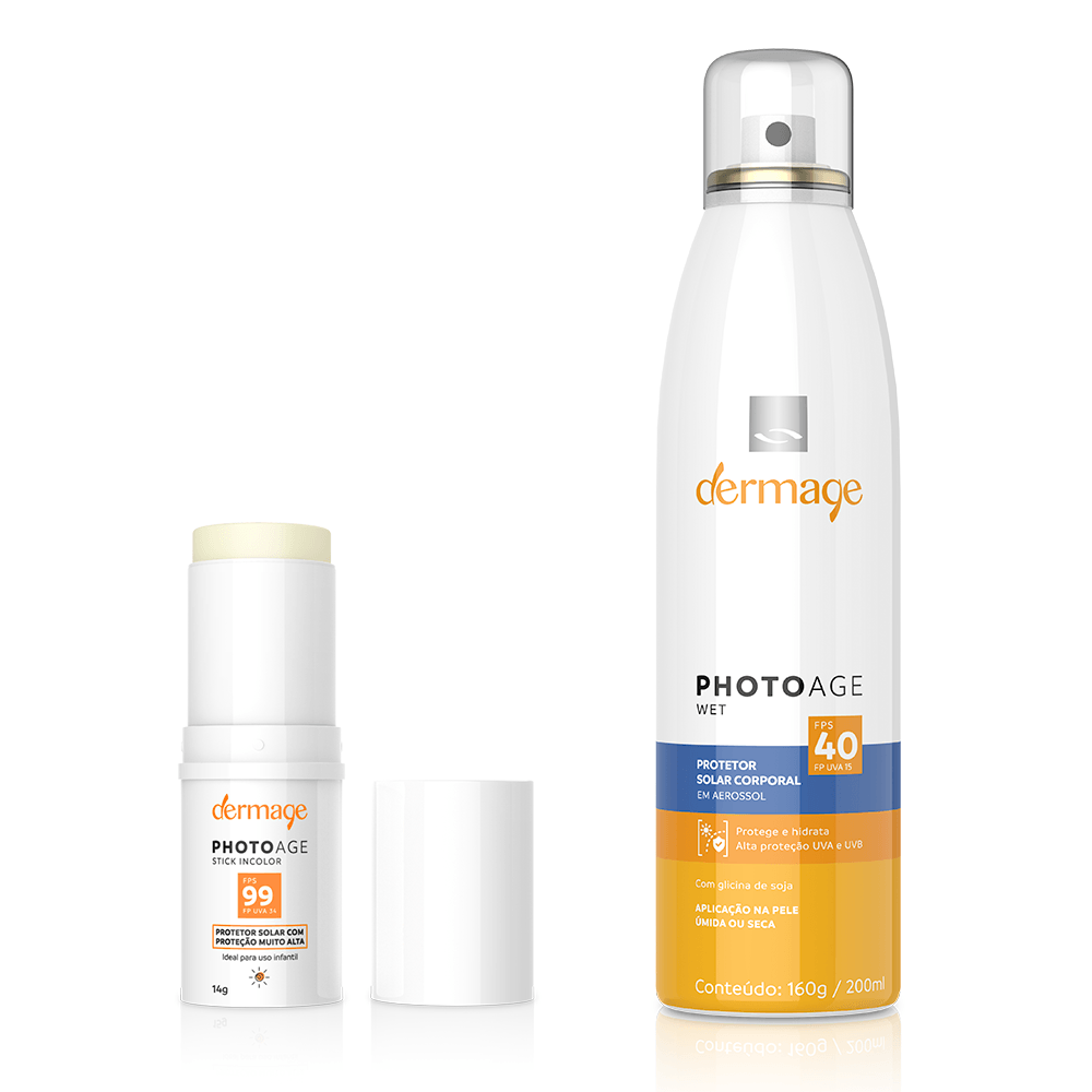 Kit Proteção Solar Completa Dermage com Spray e Stick FPS