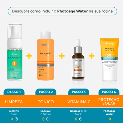 Protetor Solar Facial Dermage Photoage Water FPS 50 Sem Cor