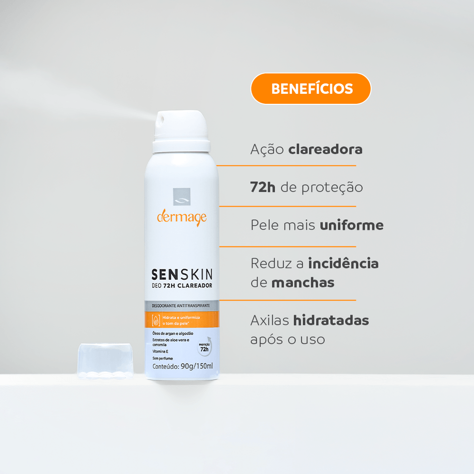 Desodorante Antitranspirante Senskin Deo Clareador 72h Dermage 150ml