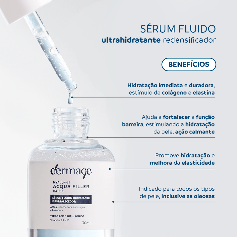 Sérum Hidratante Anti-Idade Hyaluage Acqua Filler B3+B5 Dermage 30ml