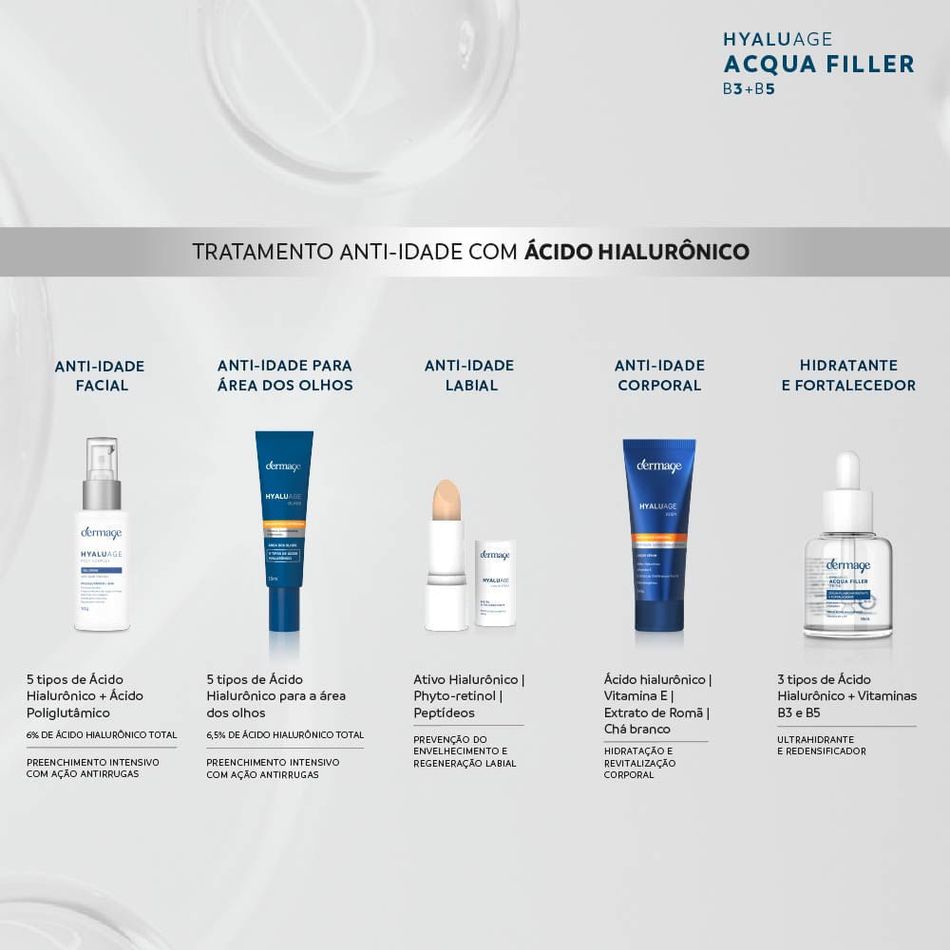 Sérum Hidratante Anti-Idade Hyaluage Acqua Filler B3+B5 Dermage 30ml