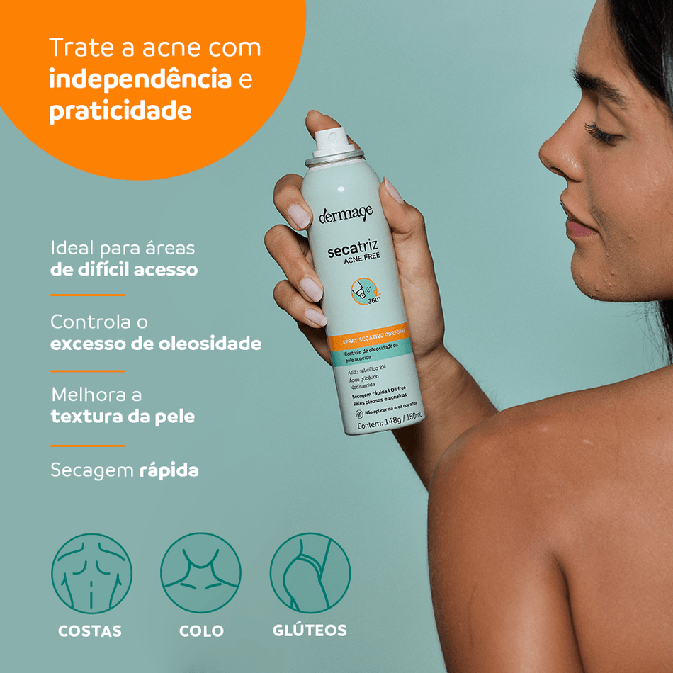 Spray Secatriz Acne Free Dermage para Tratamento de Acne Corporal