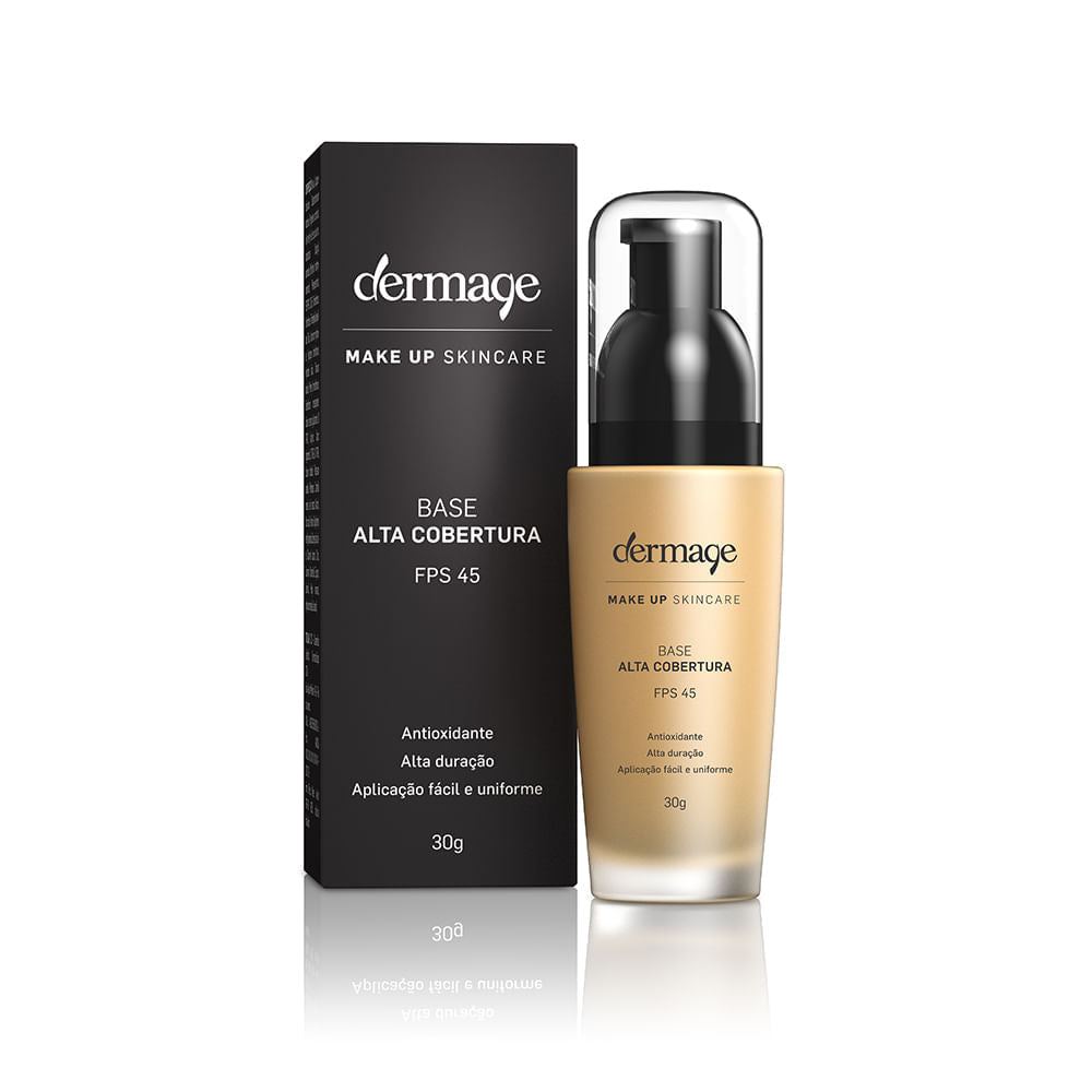 Base Alta Cobertura FPS 45 Dermage Proteção Solar Hidratante 30ml