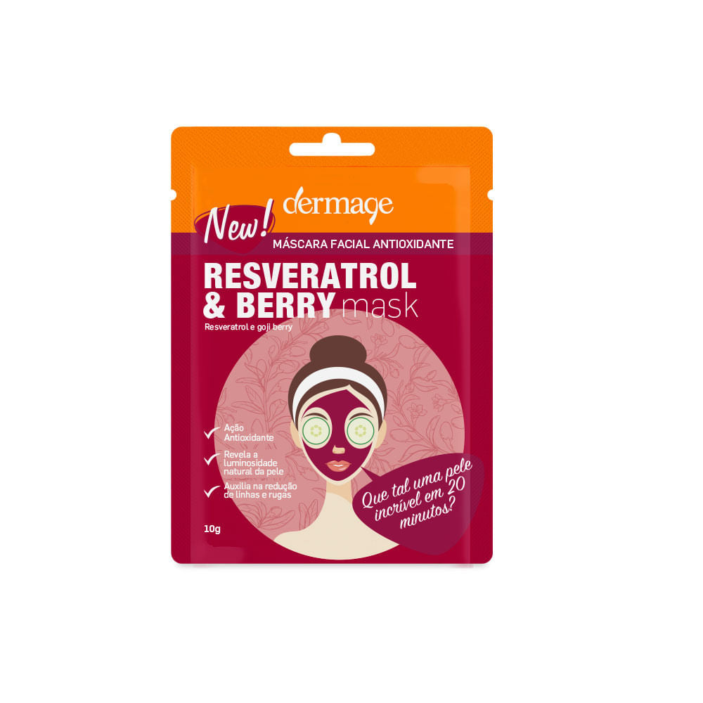 Máscara Facial Antioxidante Dermage Resveratrol e Berry 10g Rejuvenecedora